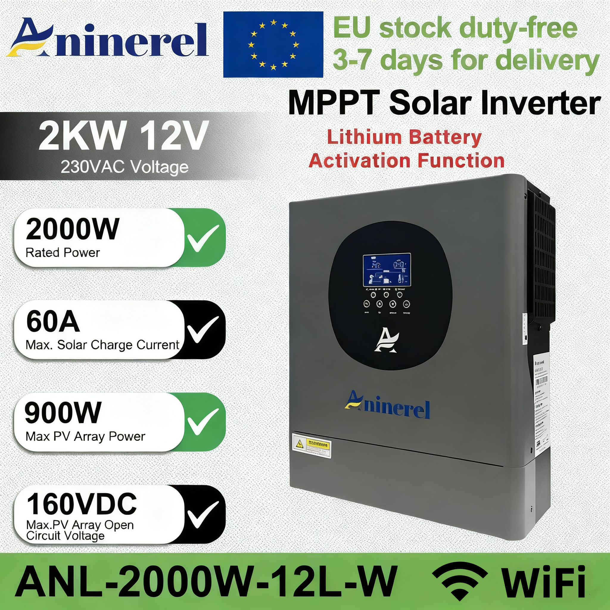 Aninerel 2KW 4.2KW Hybrid Sola – обзор и цена Drone Solar Charger