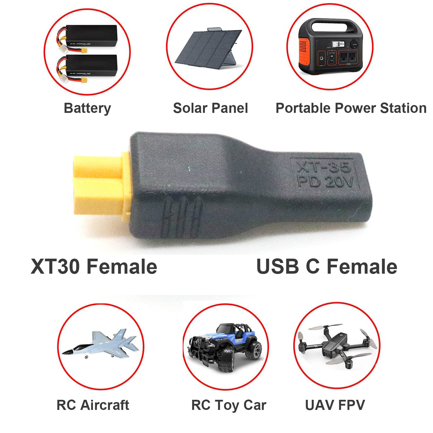 1pc USB Type C Female Input to – обзор и цена Drone Battery Adapter